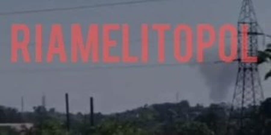 Smoke over the explosion site in occupied Melitopol