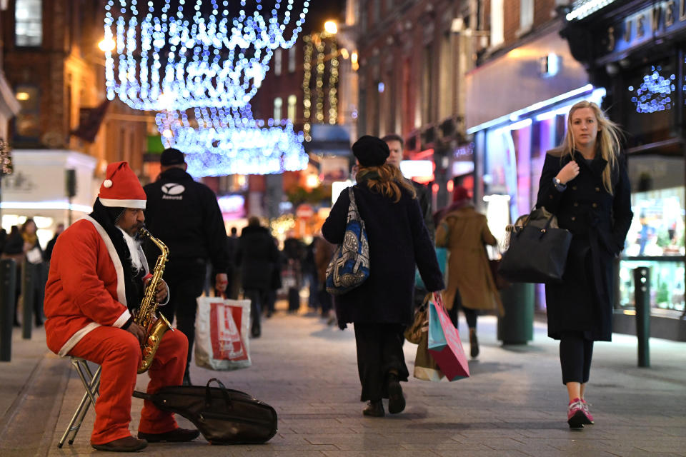 Christmas shoppers in Dublin, Ireland’s capital. Photo: Reuters