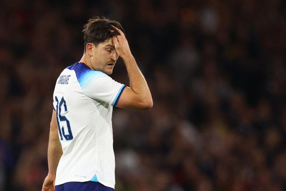 Harry Maguire scored an unfortunate own goal but questions over his place remain (REUTERS)