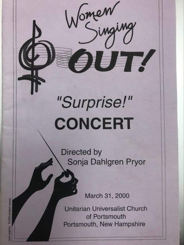 A program for a concert by Women Singing Out, a choir that existed from 2000 to 2017 whose records are in the Portsmouth Athenaeum archives.