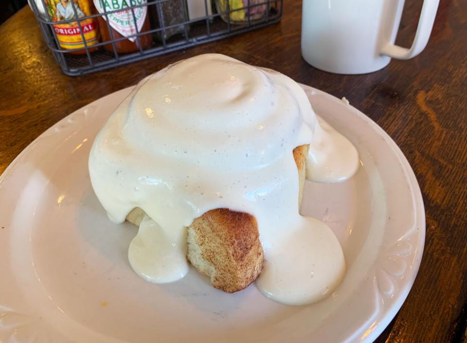The Farmhouse Restaurant is famous for its cinnamon rolls.