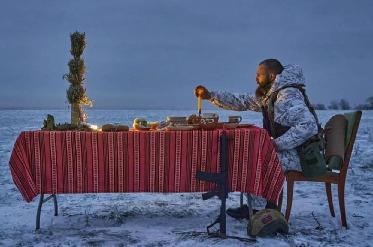A soldier at the holiday table