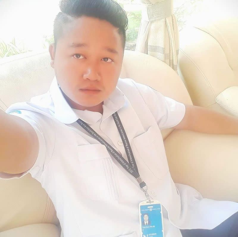 A selfie of Pyae Sone Win Maung, 28, driver for WHO, who was killed when a vehicle carrying swabs from patients to be tested for coronavirus came under gunfire in Myanmar's western Rakhine state