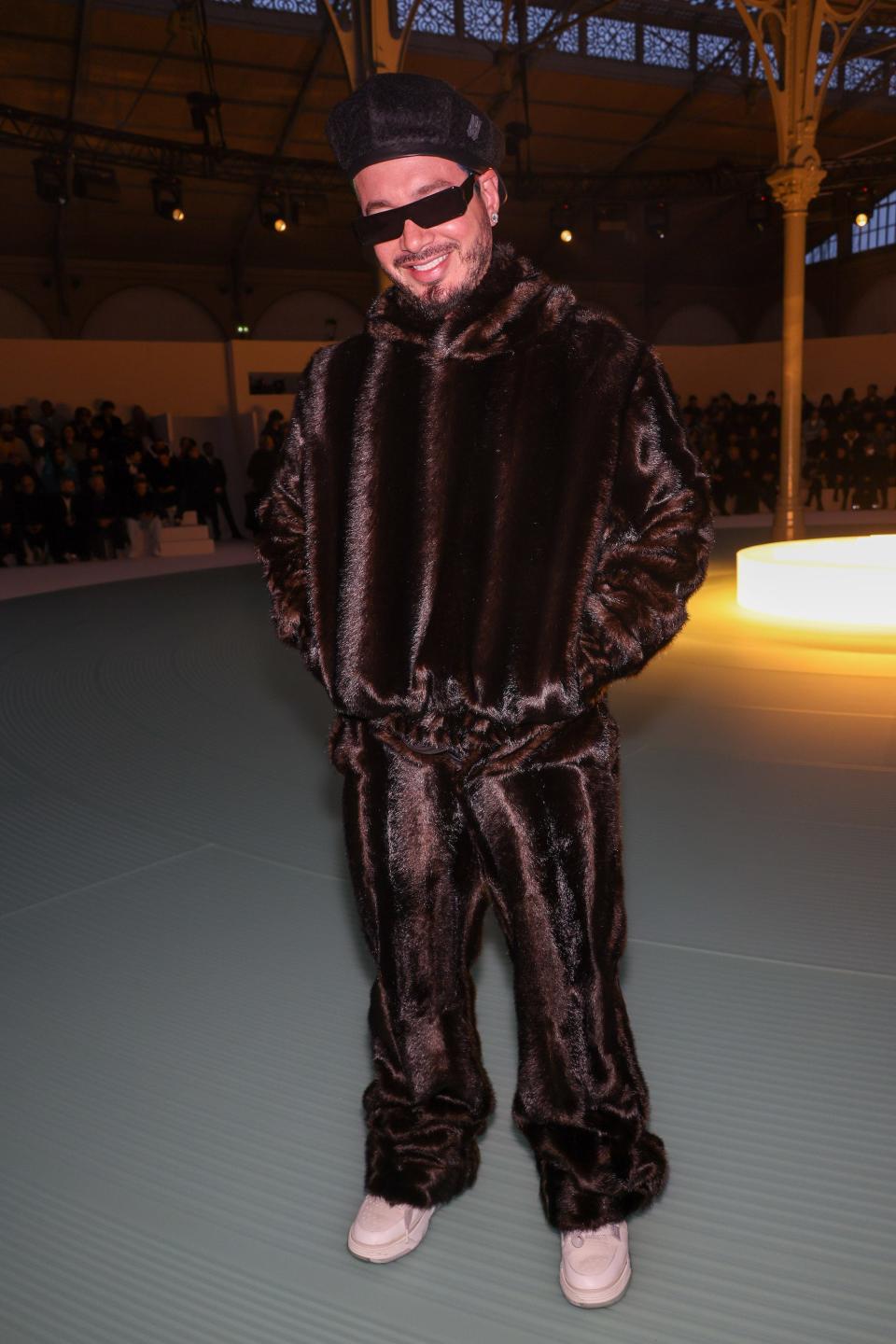 J Balvin attends the Amiri Menswear show at Paris Fashion Week 2023 on January 19, 2023.