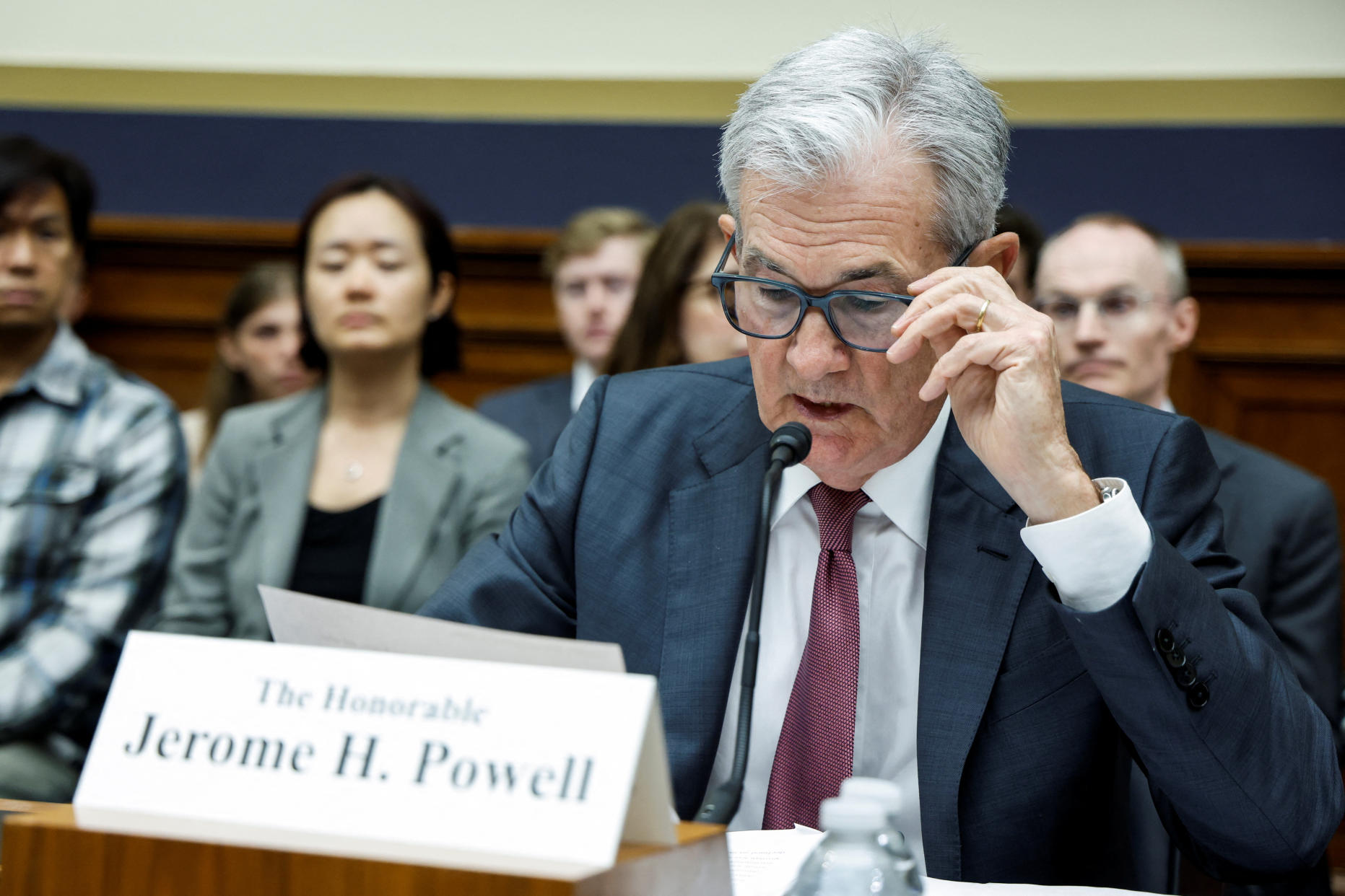 FTSE  U.S. Federal Reserve Chair Jerome Powell testifies before a House Financial Services Committee hearing on 