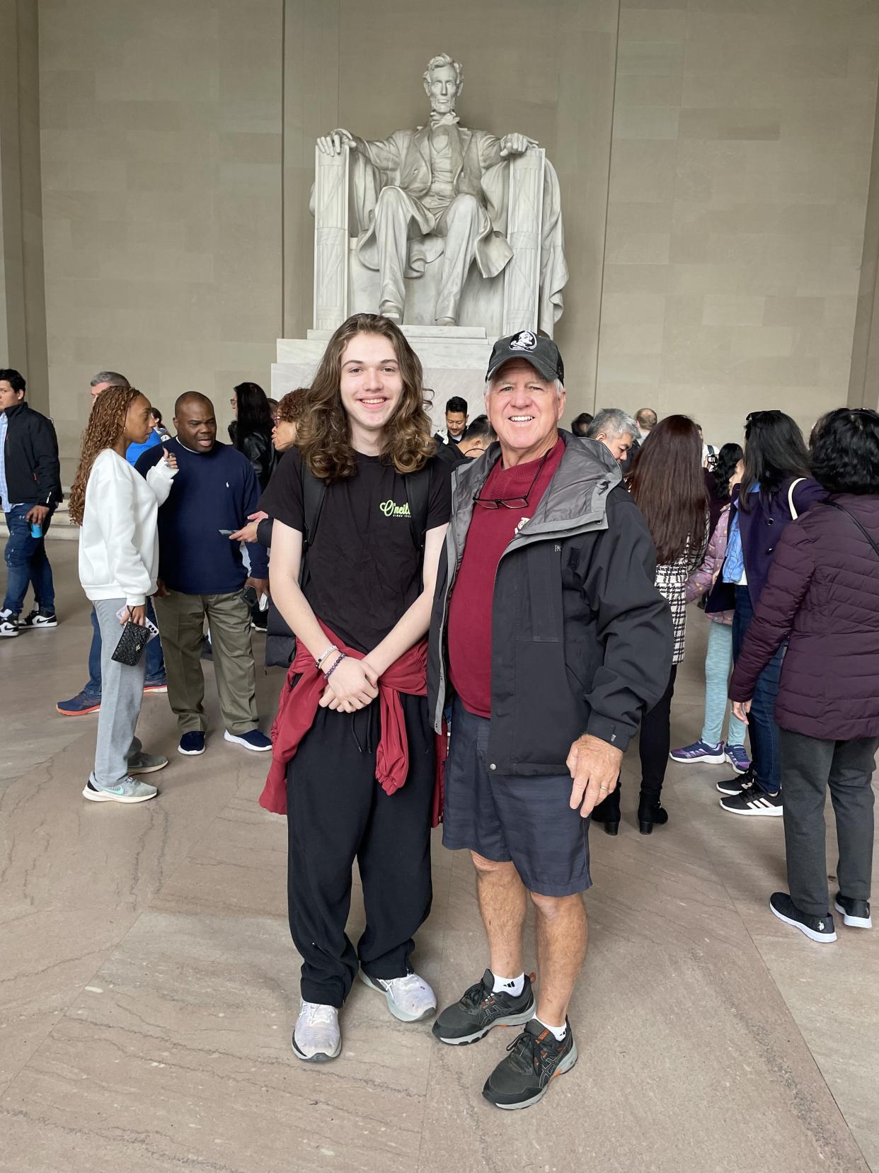 Rowen and Bruce McKibben at the Lincoln Memorial during Rowen's Spring Break 2024.