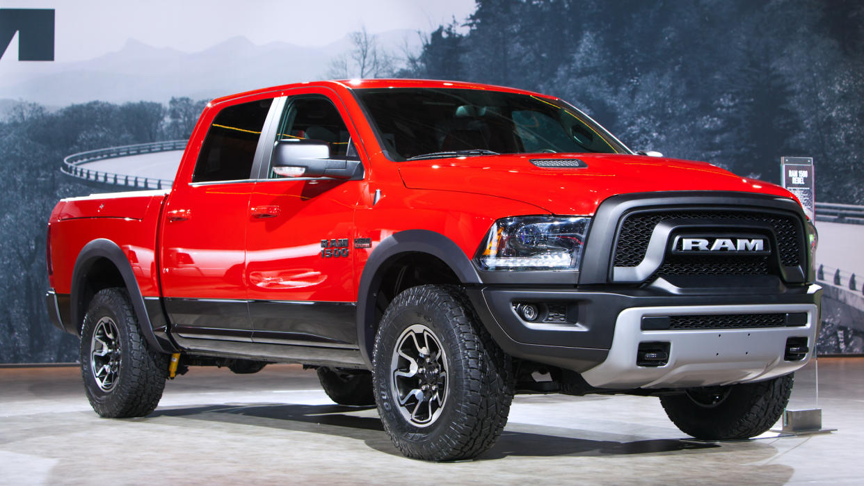 DETROIT - JANUARY 15: A Dodge Ram 1500 pickup truck on display January 15th, 2015 at the 2015 North American International Auto Show in Detroit, Michigan.