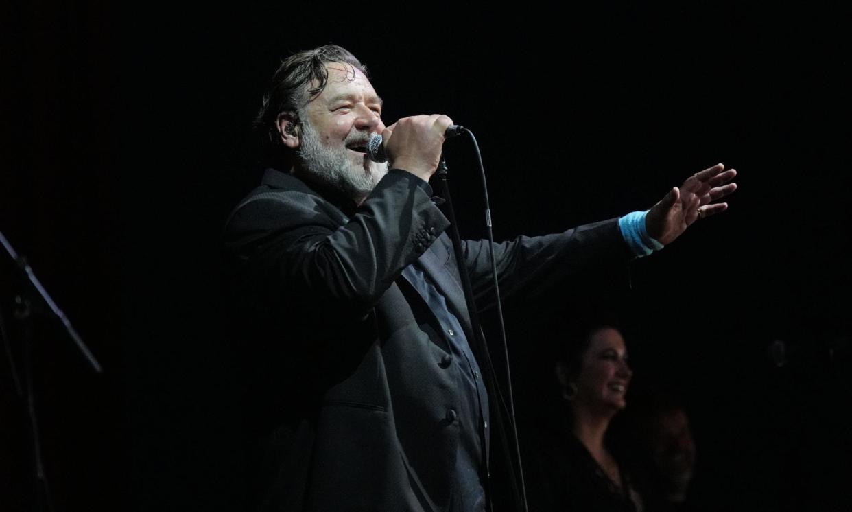 <span>Russell Crowe's Indoor Garden Party on the Acoustic stage at the Glastonbury festival at Worthy farm in Somerset.</span><span>Photograph: Yui Mok/PA</span>