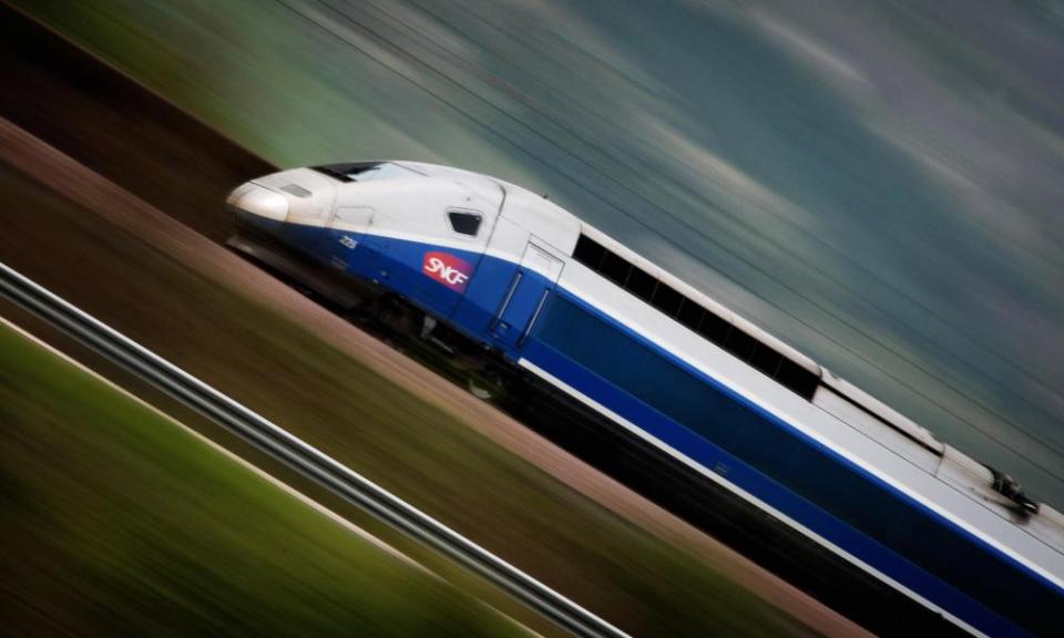 high-speed TGV train of the Rhone-Alpes line near Macon