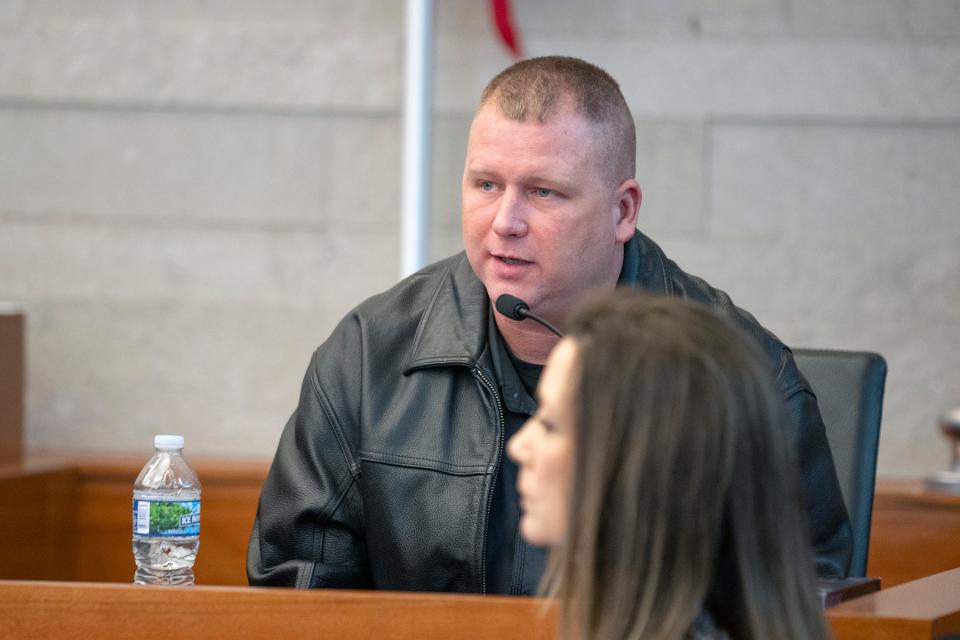 Christopher Corne testifies in the trial of Michael Jason Meade at the Franklin County Common Pleas Court.