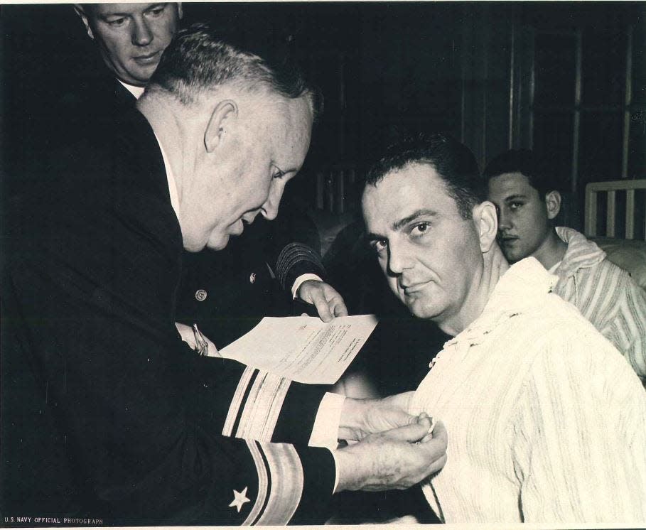 George Giorgetti received a Purple Heart on Nov. 13, 1950, for his wounds sustained in the explosion on the U.S.S. Brush in the Korean War.