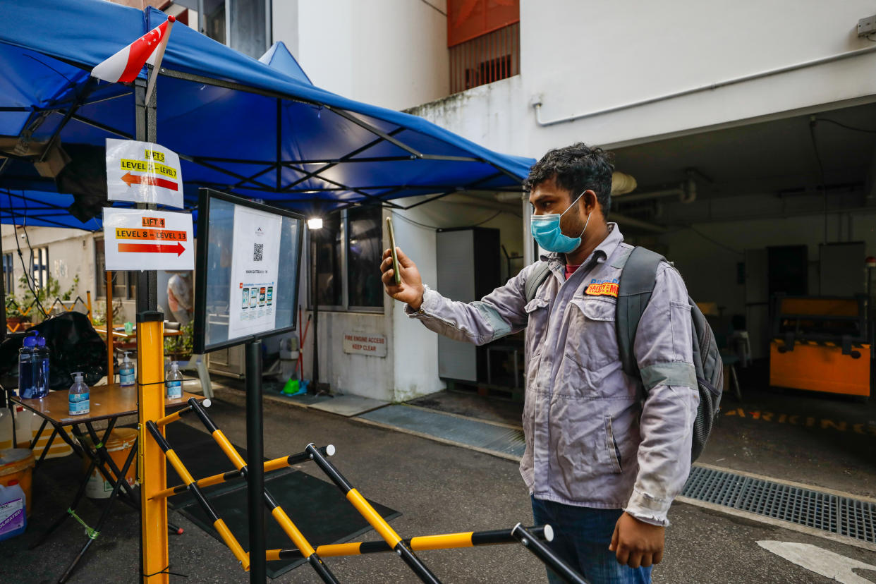 Safe-living measures at Westlite Woodlands Dormitory. (PHOTO: Ministry of Manpower)