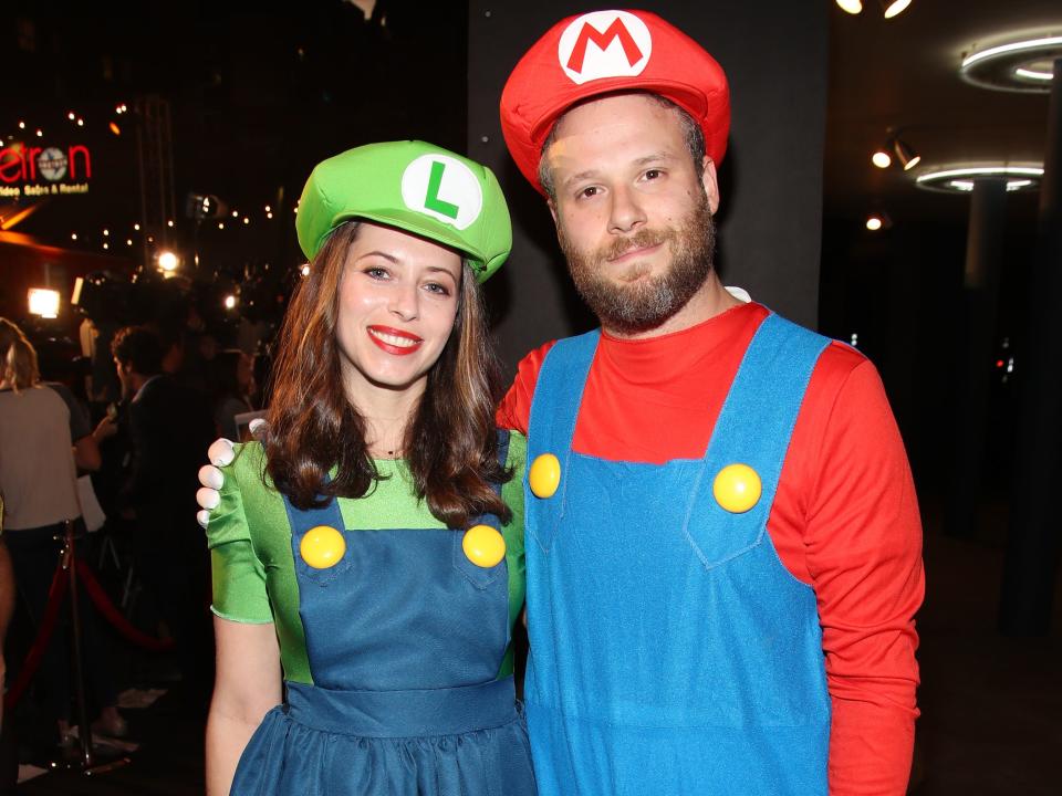 Seth Rogen and wife Lauren Miller as Mario and Luigi