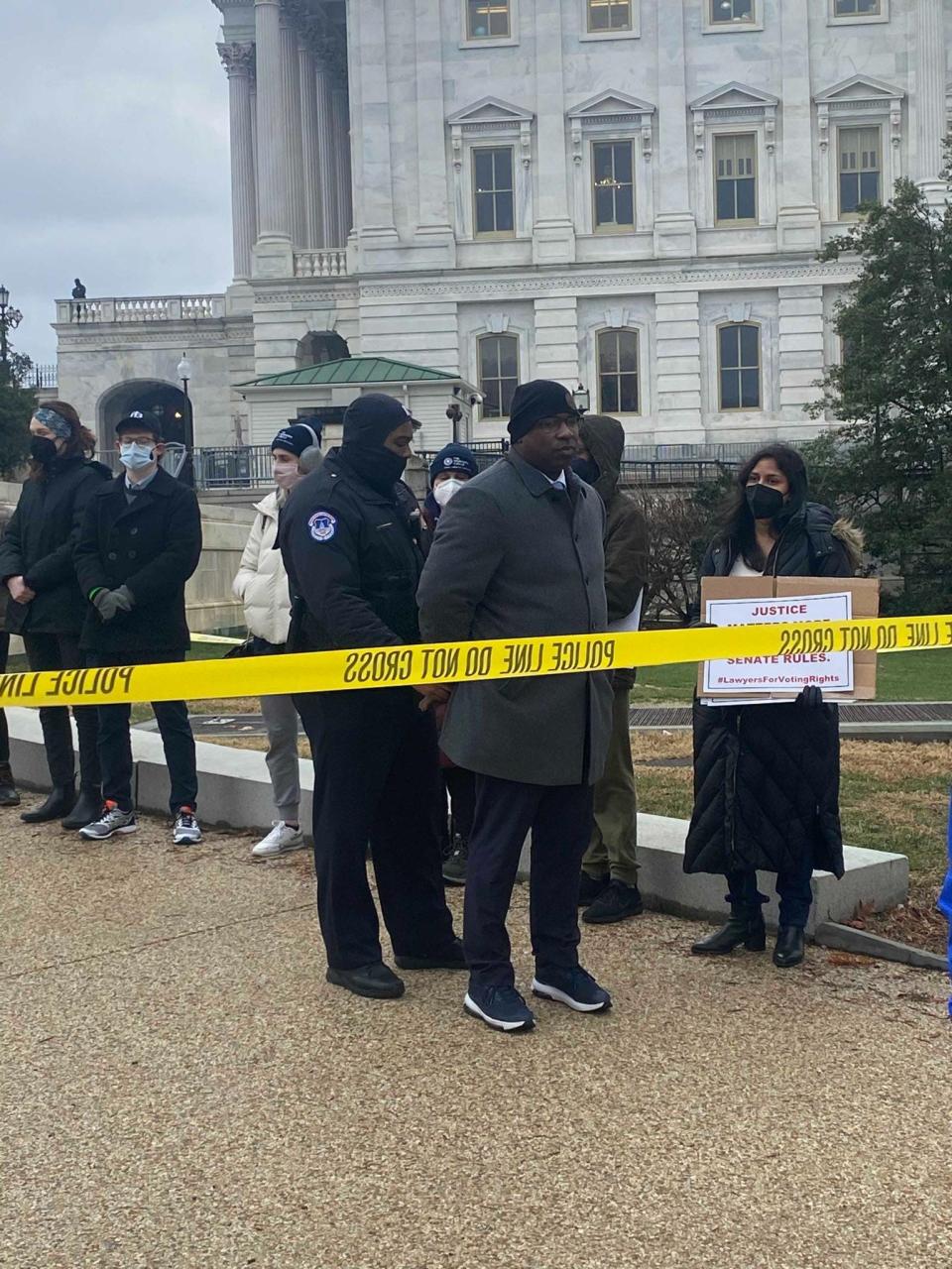 Rep. Jamaal Bowman was arrested during a protest outside the U.S. Capitol Building Thursday. Bowman represents New York's 16th congressional district.