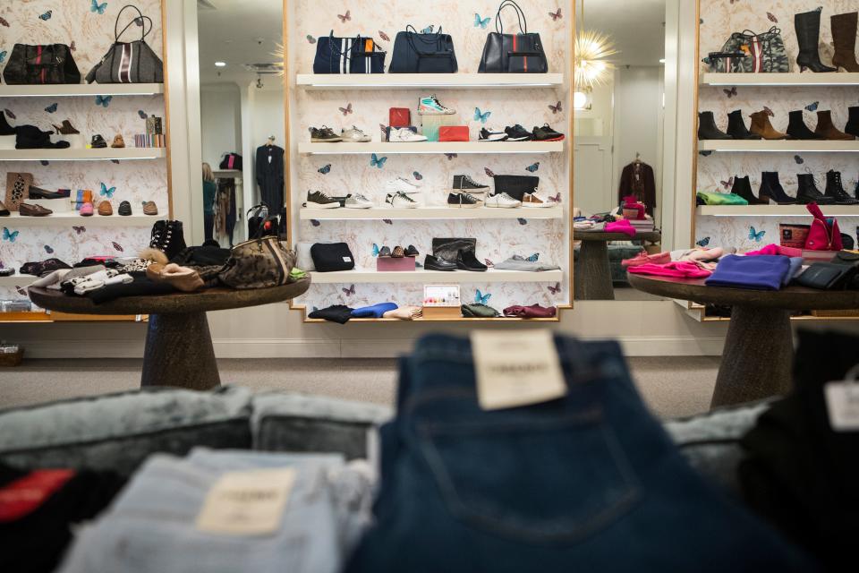 Merchandise on the shelfs of Peter Kate boutique in Wilmington Wednesday, Nov. 18, 2020. 