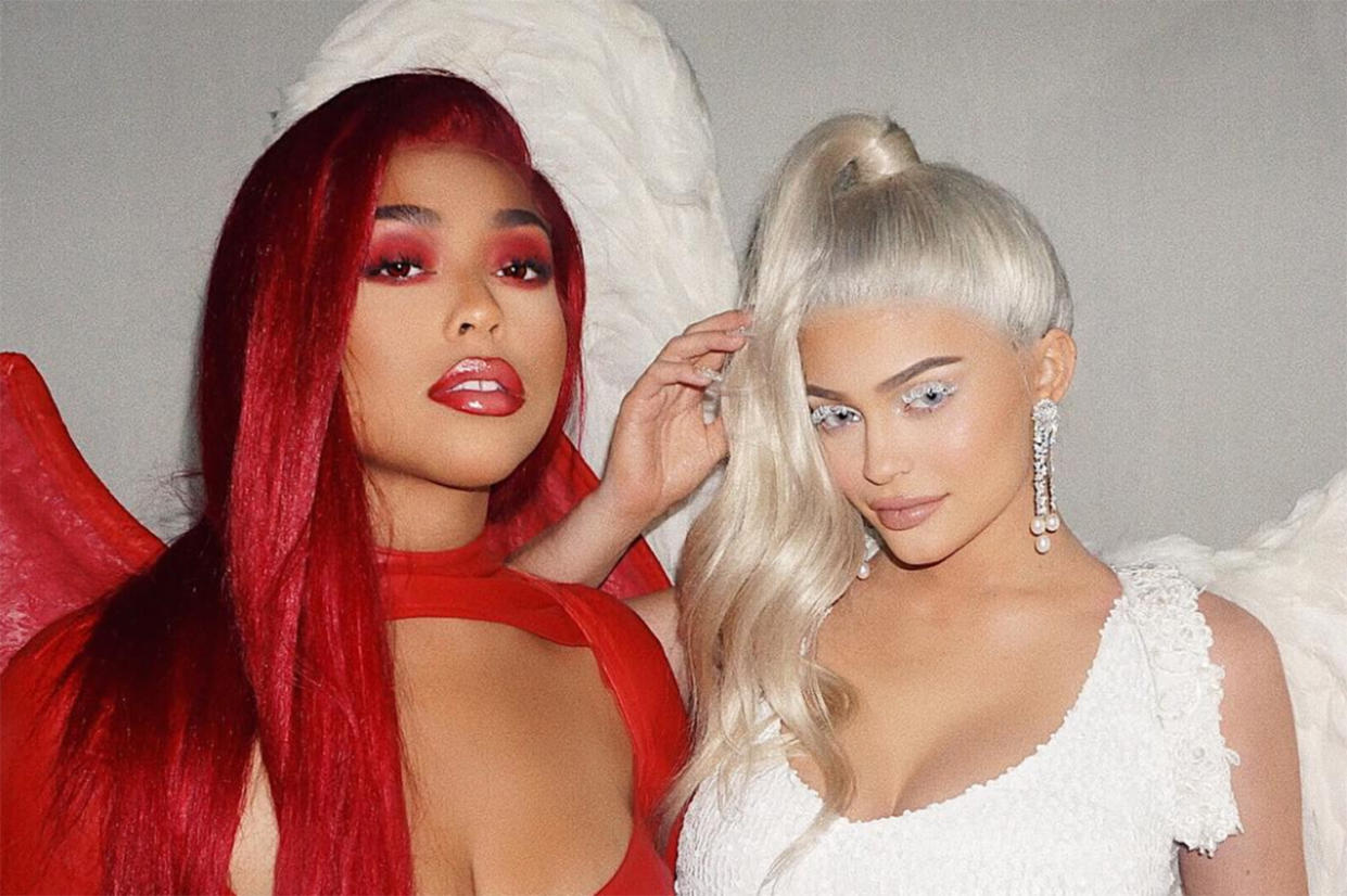 Kylie Jenner, right, and Jordyn Woods pose for a photo from the chest up on Halloween. (Photo: Instagram/kyliejenner)