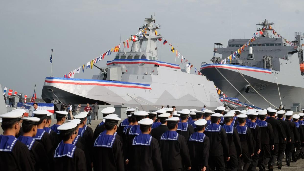 navy cadets pass a tuo river missile corvette