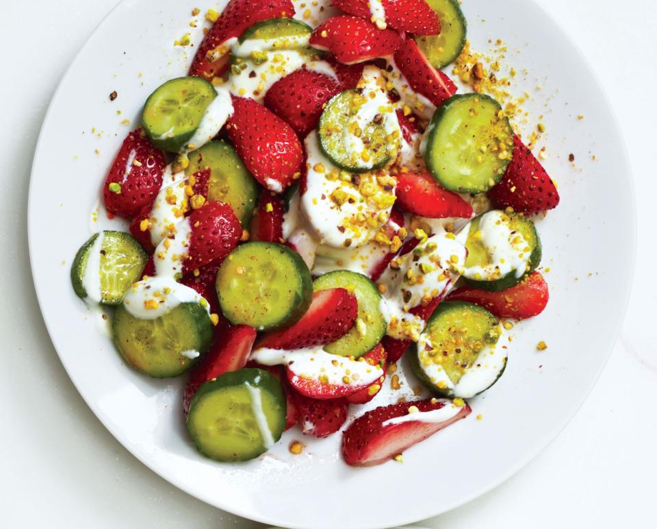 Strawberry-Cucumber Salad with Lemon Cream