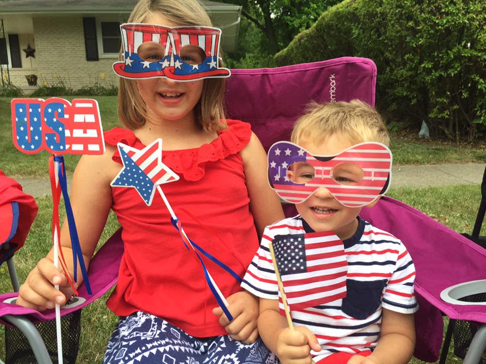 My niece Olivia and nephew Theo get ready for the Fourth of July parade in West Des Moines in 2016.