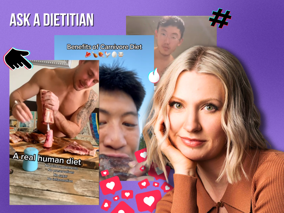 Abbey Sharp gives us the scoop on the viral carnivore diet, in the Ask A Dietitian series. (via Canva)