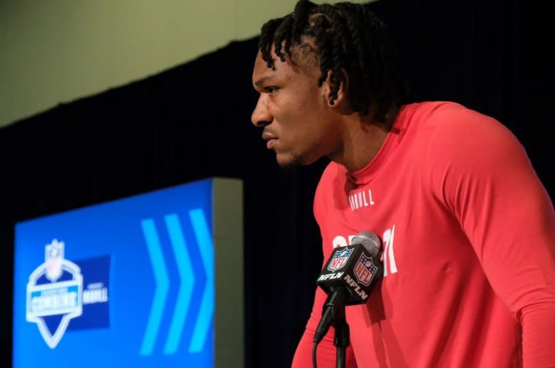 Quarterback Anthony Richardson was one of the stars of the 2023 NFL scouting combine in March in Indianapolis. File Photo by Alex Butler/UPI