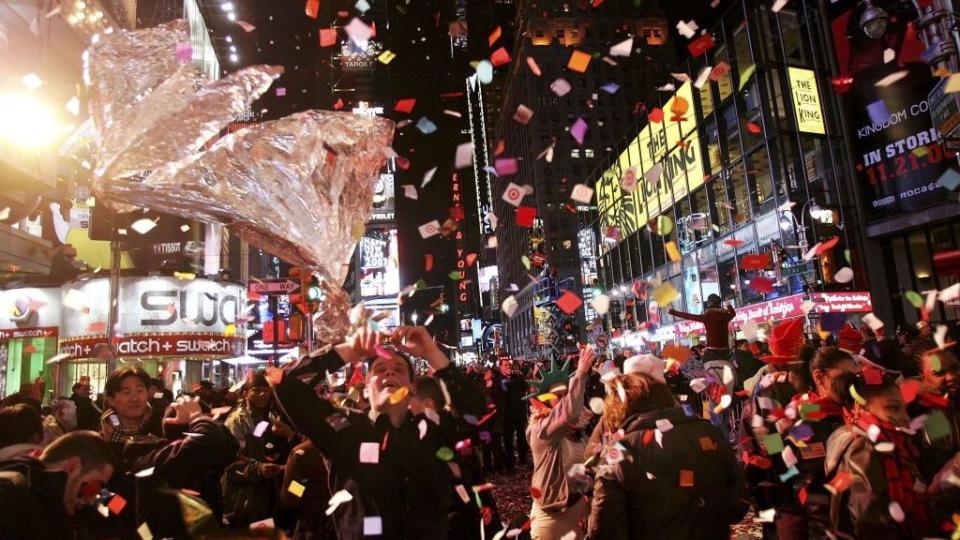 people from around the globe watched the famous ball drop at midnight to ring in the new year