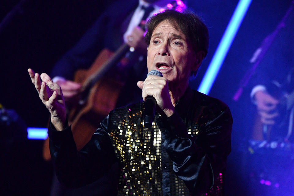 LONDON, ENGLAND - NOVEMBER 10: Sir Cliff Richard performs during The Blue Sapphire Tour at Hammersmith Apollo on November 10, 2023 in London, England. (Photo by Jim Dyson/Getty Images)