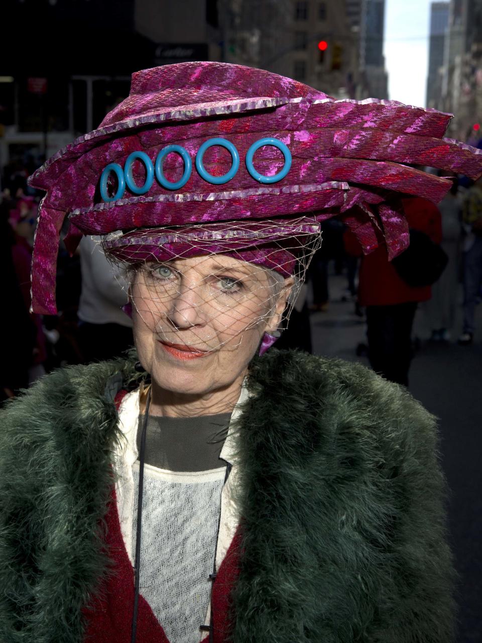 Debra Rappaport poses for a portrait as she takes part in the annual Easter Bonnet Parade in New York