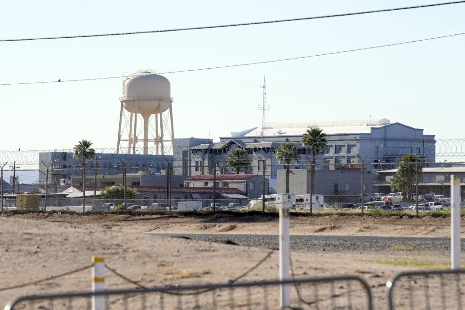 The state prison is seen early, Wednesday, May 11, 2022 in Florence, Ariz. Inmate Clarence Dixon is scheduled to die by lethal injection Wednesday inside the state prison for his murder conviction in the killing of 21-year-old Arizona State University student Deana Bowdoin in 1978. Dixon will become the first person to be executed in the state after a nearly eight-year hiatus in its use of the death penalty. (AP Photo/Rick Scuteri)