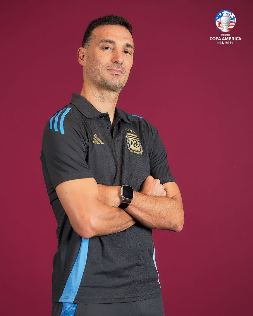 Lionel Scaloni durante la sesión de fotos de la selección argentina en la previa del debut de la Copa América