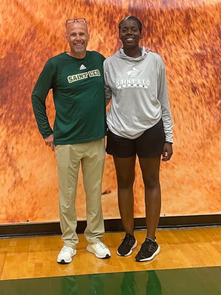 PHOTO: Saint Leo University men's basketball coach Lance Randall poses with one of his assistant coaches, Ashley Webster. (Pam Randall)