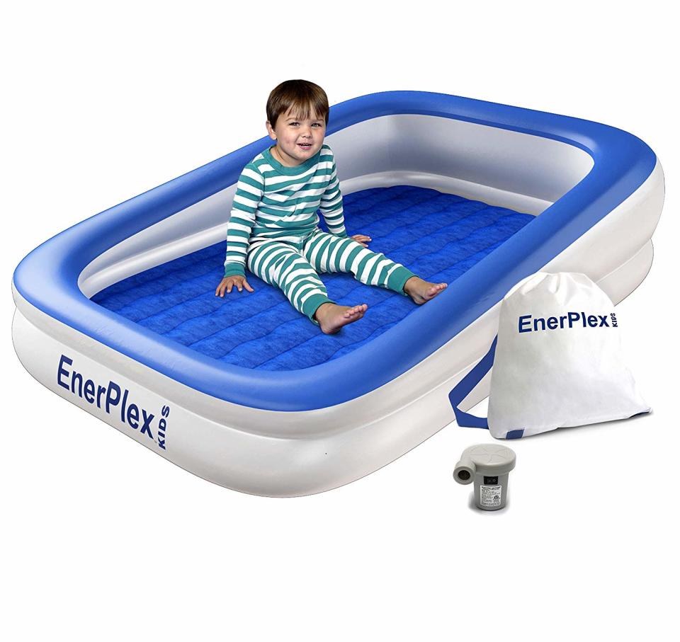 EnerPlex Kids Inflatable Toddler Travel Bed with High Speed Pump. (Photo: Amazon)