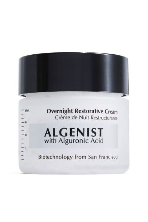 <p><a href="https://www.amazon.com/Algenist-W-SC-2463-Overnight-Restorative-Cream/dp/B005LN5H5E/?tag=syn-yahoo-20&ascsubtag=%5Bartid%7C10055.g.3874%5Bsrc%7Cyahoo-us" rel="nofollow noopener" target="_blank" data-ylk="slk:Shop Now;elm:context_link;itc:0;sec:content-canvas" class="link ">Shop Now</a></p><p>Overnight Restorative Cream</p><p>$94.00</p><p>amazon.com</p><span class="copyright">Algenist</span>