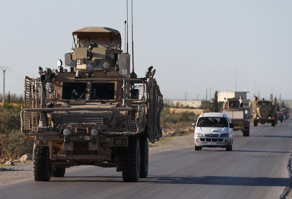 A convoy of U.S. troops in Manbij, Syria