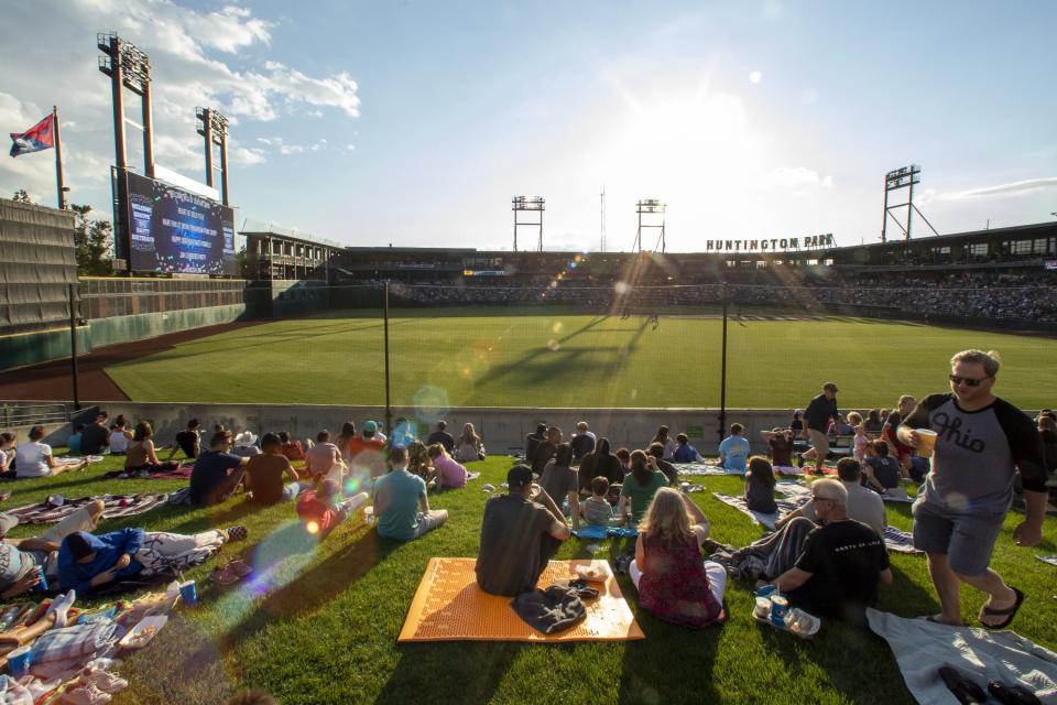 Fans watch the Columbus Clippers play the Toledo Mud Hens in the AAA minor league baseball game at Huntington Park in Columbus on Tuesday, June 15, 2021. The game was the first home game of the season to allow full capacity. 