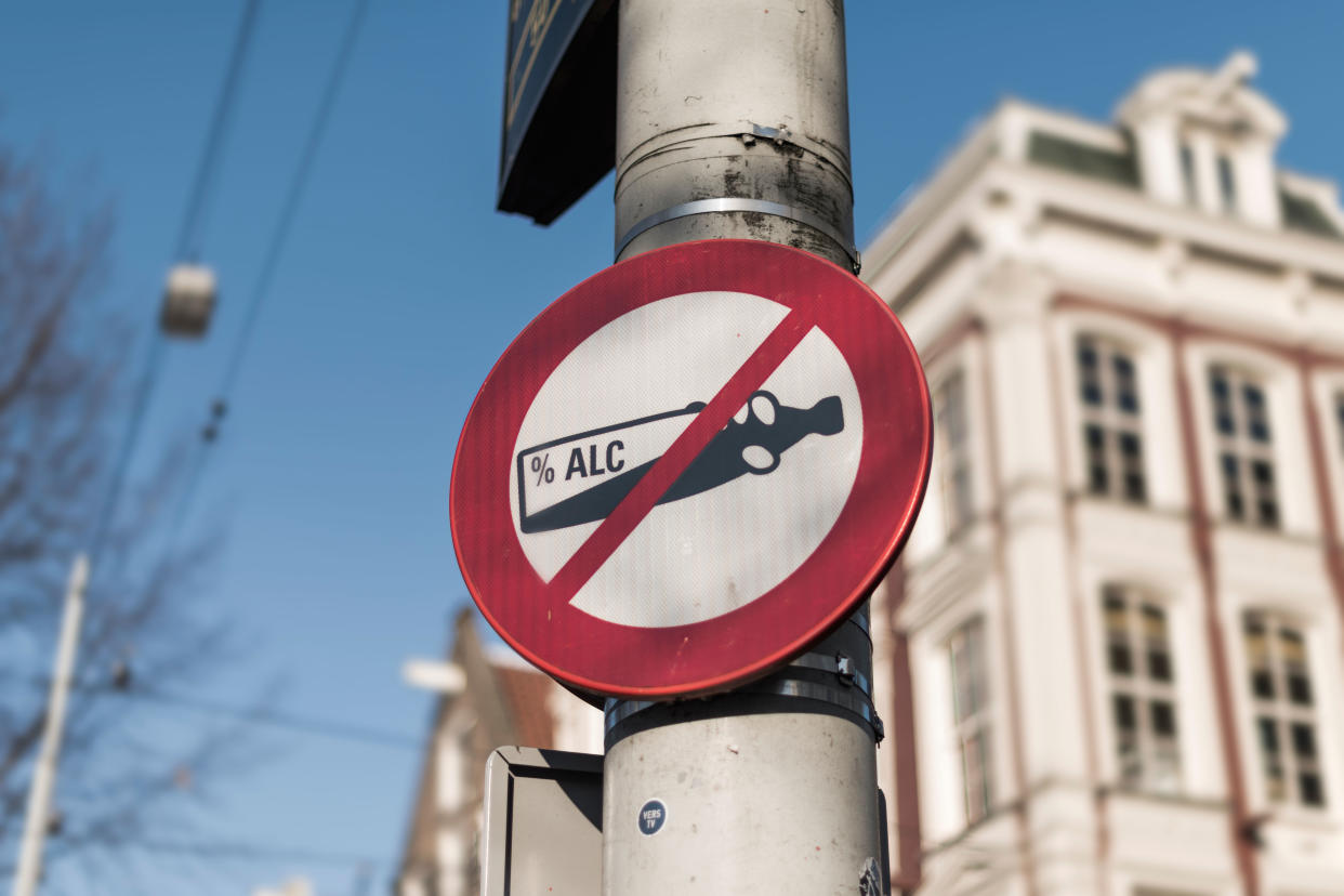 A no drinking sign in Amsterdam