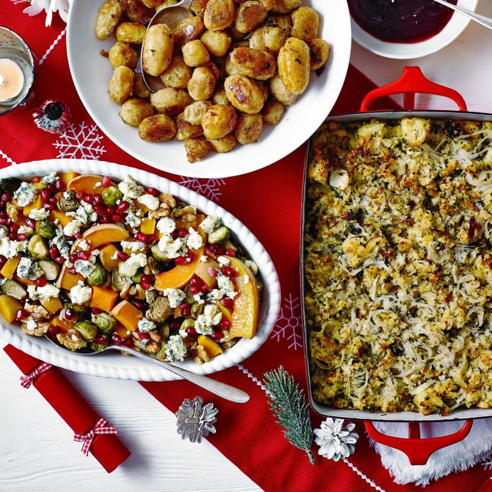 <p>This simple homemade stuffing is suitable for vegetarians and gives good old Paxo a run for its money. The mixture of crumbed and chunky sourdough helps give it great, light texture.</p><p><strong>Recipe: </strong><strong><a href="https://www.goodhousekeeping.com/uk/christmas/christmas-recipes/a34796165/chunky-sage-onion-stuffing/" rel="nofollow noopener" target="_blank" data-ylk="slk:Chunky sage and onion stuffing" class="link ">Chunky sage and onion stuffing</a></strong></p>