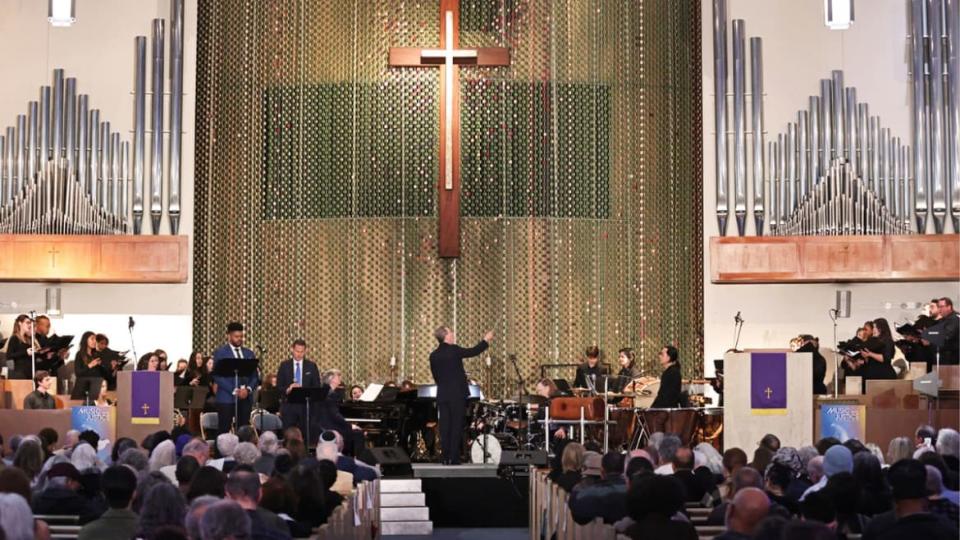 <div class="inline-image__caption"><p>A performance of “The Gates of Justice” at Holman United Methodist Church in Los Angeles on Feb. 28, 2023. </p></div> <div class="inline-image__credit">Juan Tallo</div>