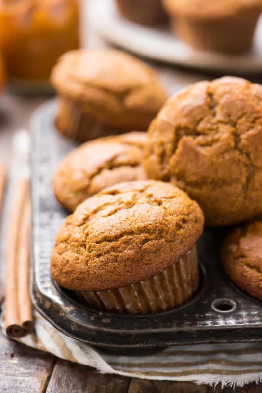 <p>The First Year</p><p>Prep these easy pumpkin spice muffins in 10 minutes using everyday ingredients. Moist, tender and packed with fall spices. Plus learn how to make easy pumpkin muffins with domed muffin tops! </p><p><strong>Get the recipe: <em><a href="https://thefirstyearblog.com/pumpkin-muffins/" rel="nofollow noopener" target="_blank" data-ylk="slk:Easy Pumpkin Spice Muffins;elm:context_link;itc:0;sec:content-canvas" class="link ">Easy Pumpkin Spice Muffins</a></em></strong></p>