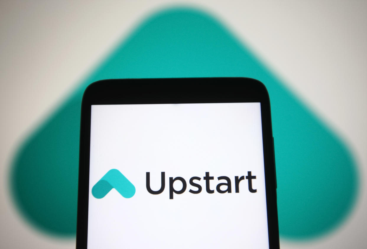 UKRAINE - 2021/08/13: In this photo illustration an Upstart Holdings logo is seen on a smartphone screen. (Photo Illustration by Pavlo Gonchar/SOPA Images/LightRocket via Getty Images)