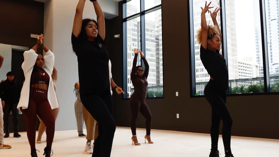 Jasmine Harper and Ashley Everett teach some choreography at the Be Greater Than retreat. - Cam Stanley/Imitari Photography