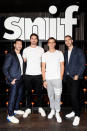 <p>Antoni Porowski, boyfriend Kevin Harrington, Simon Huck and his soon-to-be husband Phil Riportella attend the Snif candle launch at Zero Bond in N.Y.C.</p>
