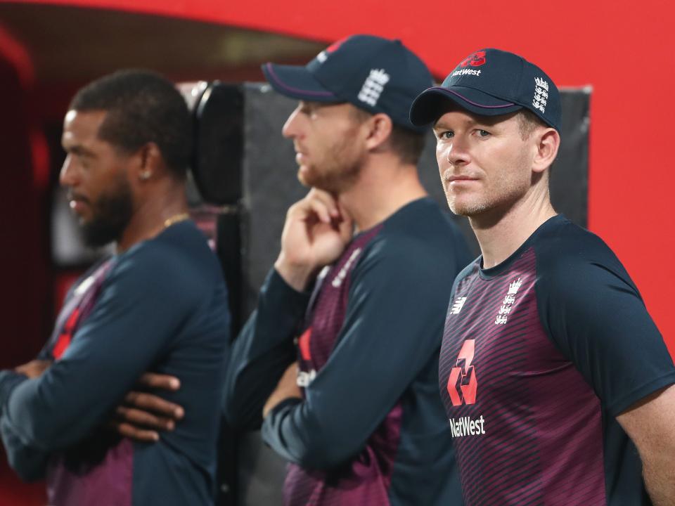 England cricket captain Eoin Morgan alongside Jos Buttler and Chris Jordan (Getty Images)