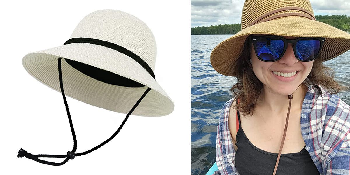 woman wearing straw hat on boat