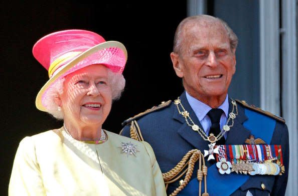 <div class="inline-image__caption"><p>Queen Elizabeth II and Prince Philip, Duke of Edinburgh watch a flypast of Spitfire & Hurricane aircraft from the balcony of Buckingham Palace to commemorate the 75th Anniversary of The Battle of Britain on July 10, 2015 in London, England.</p></div> <div class="inline-image__credit">Max Mumby/Indigo/Getty Images</div>