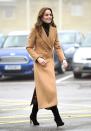 <p>Kate wore a camel coat with a pair of subtle-yet-show stopping boots to visit a women's facility in England. Lookin' sleek as ever, Duchess of Cambridge! </p>