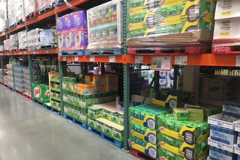 cleaning supplies aisle at Costco