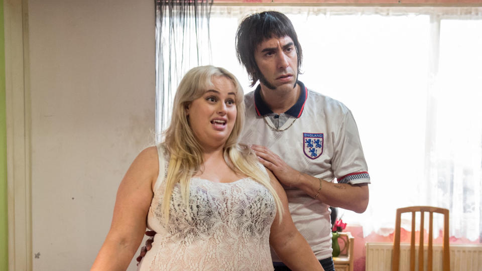 Rebel Wilson and Sacha Baron Cohen worked together in the 2016 comedy film Grimsby. (Sony Pictures)