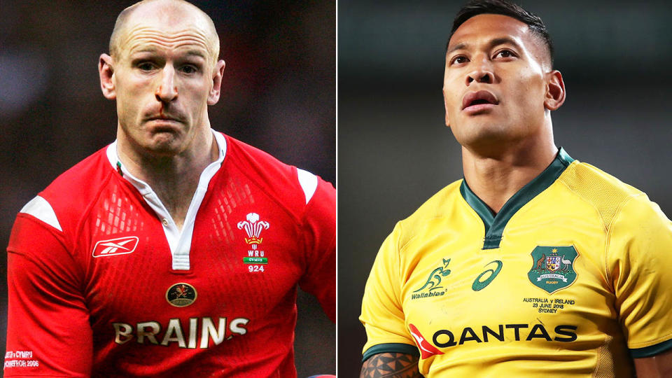 Gareth Thomas and Israel Folau. Image: Getty