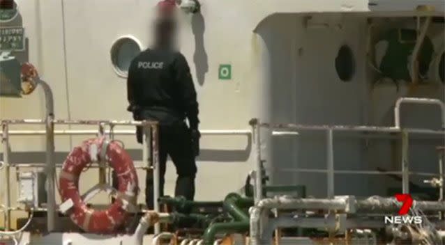 A 50-metre ex-Japanese whaling vessel was intercepted in December. Picture: 7 News